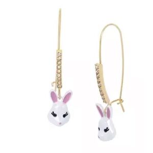 Brand New Betsey Johnson Gold & White Bunny Dangle Earrings
